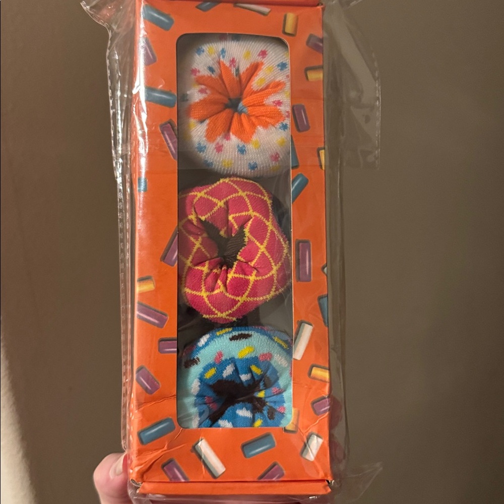 Socks - Men’s Funny Donut Design Crew Socks, NEW, One Size, Packaged Like Donuts